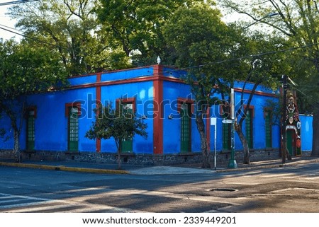 Frida Kahlo Museum, also known as the Blue House at the morning in Coyoacan, Mexico City. - La casa azul.