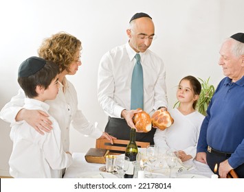 Friday evening Jewish family celebration