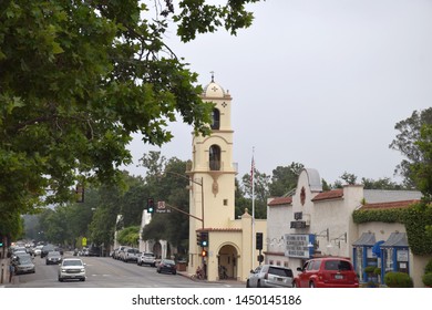 Friday, June 14, 2019, 6:25 pm, Ojai CA., USA. The old U.S. post office next to Libbey Park.
