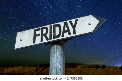 Friday Sign With A Beautiful Night Background