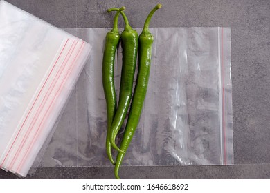 Fridge Bag, Locked Freezer Bags And Green Peppers,