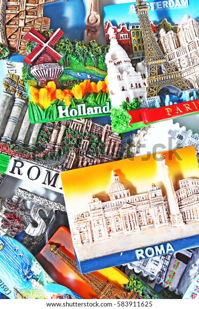 Fridge Magnets Europe Roma Paris Stock Photo Edit Now