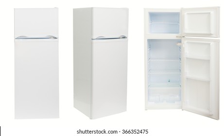 Fridge In Three Positions, Isolated.