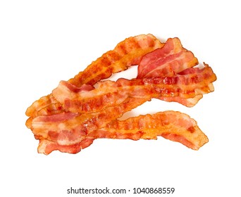 Fried Bacon Isolated On White