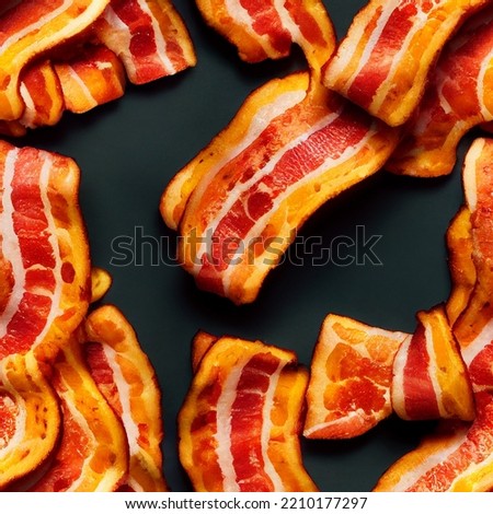 Fried bacon slices seamless pattern. Fresh and crispy bacon - repeatable, tileable background