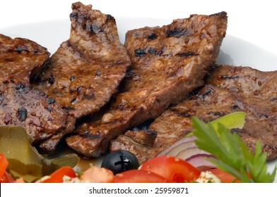 Fried Beef Liver With Fresh Vegetables