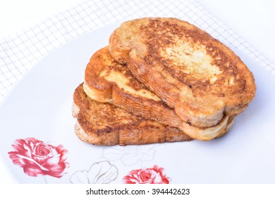 Fried Bread Slices. Bulgarian Breakfast.