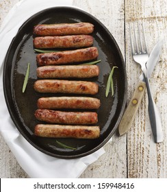 Fried Breakfast Sausage Links On A Pan