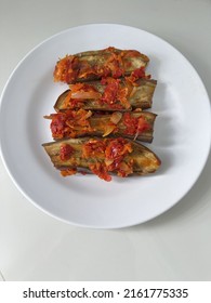 Fried Brinjal With  Spicy Chili Known In Malay As Terung Goreng Cili Pedas