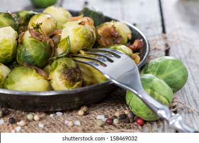 Fried Brussel Sprouts with Ham and Onions