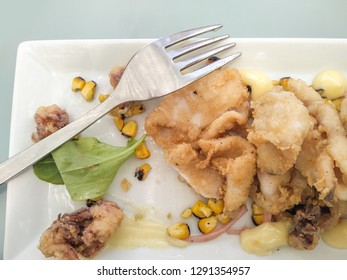 Fried Calamari With Charcoaled Sweet Corn And Lemon Garlic Mayonaise - Gourmet Seafood Dish - Image