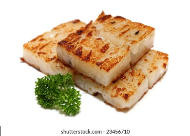 Fried Carrot Cake Isolated On White Background.