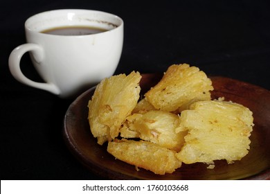 Fried cassava or Ketela Goreng is a traditional food usually served as a snack along with hot tea or black coffee in Indonesia. Similar with Brazilian food Mandioca Frita or fried manioc