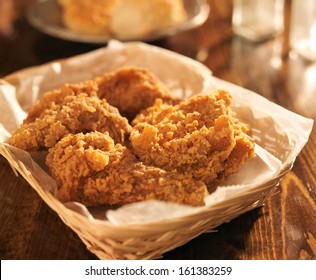 Fried Chicken Basket In Golden Light