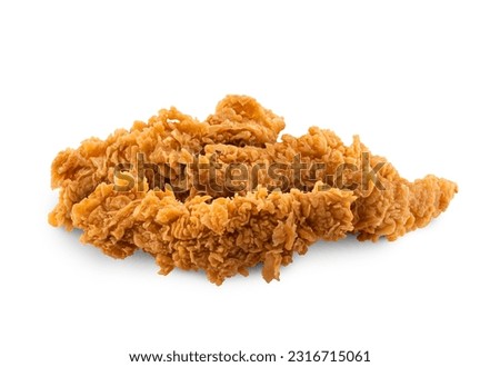 Fried Chicken breast hot crispy strips crunchy chicken tenders pieces isolated on white background	
