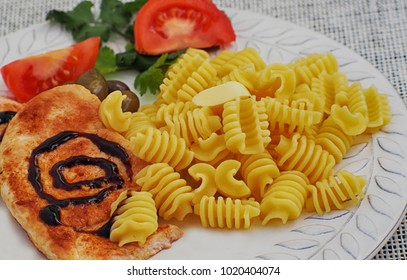 Fried Chicken Breast With Pasta