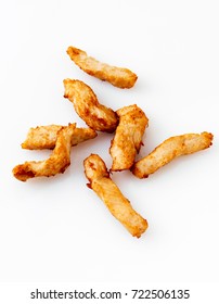 Fried Chicken Breast Strips On White Background