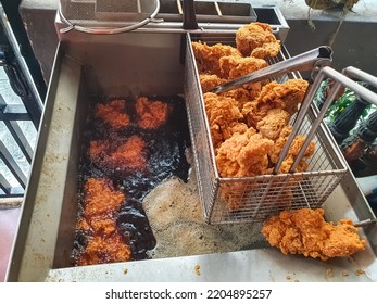 Fried Chicken cook with deep fryer at  home - Shutterstock ID 2204895257
