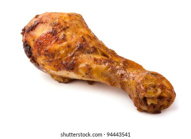 Fried Chicken Drumstick Isolated On White