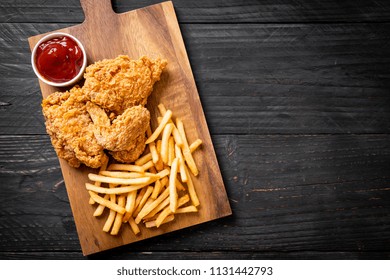 Fried Chicken With French Fries And Nuggets Meal - Junk Food And Unhealthy Food