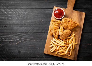 Fried Chicken With French Fries And Nuggets Meal - Junk Food And Unhealthy Food