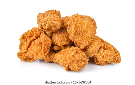 Fried chicken isolated on white background. - Shutterstock ID 1673639884