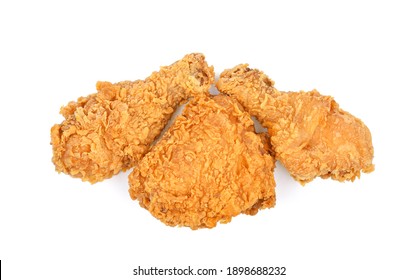 Fried Chicken  Isolated On White Background. Top View