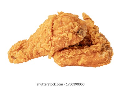 Fried chicken leg drumstick and wing with clipping path isolated on white background. - Shutterstock ID 1730390050