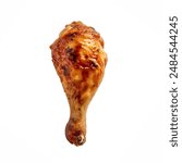 fried chicken leg isolated on white background. abstract photo of fired chicken leg isolated on white background. Chicken drumstick png. 