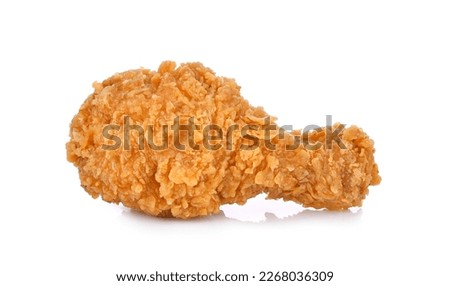 Fried chicken leg isolated on white background.