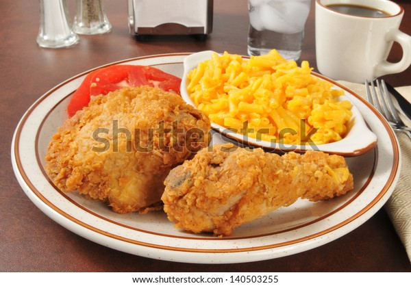 Fried Chicken Macaroni Cheese Stock Photo (Edit Now) 140503255