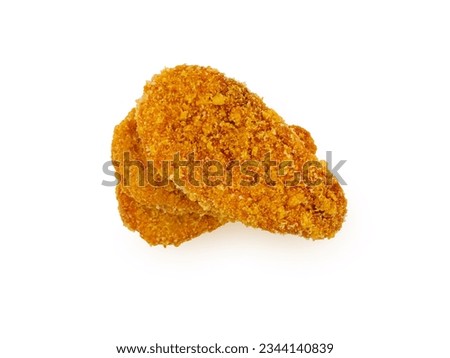 fried chicken pane - chicken breast fillets three pieces top view isolated on white background