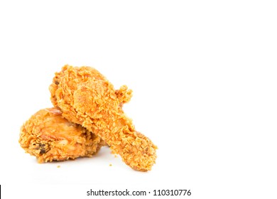 Fried Chicken Pieces Isolated On White Background