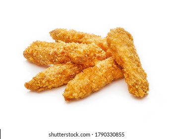 fried chicken strips on white background, fast food menu concept