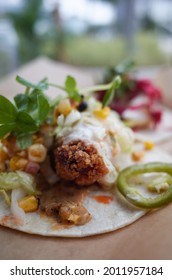                                                                Fried Chicken Taco With Corn And Jalapeño A Fresh Tortilla