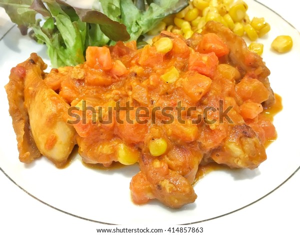 Photo Fried chicken recipe in tomato sauce in Jayapura