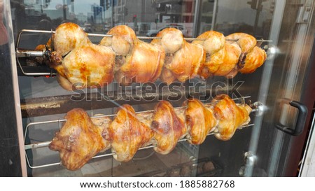 Fried chickens closeup on street Stok fotoğraf © 