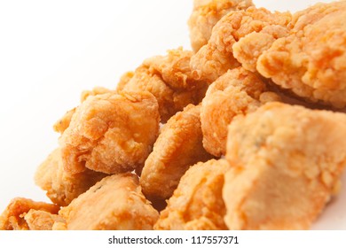 Fried Chiken In White Background Close Up