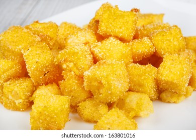 Fried Crispy Polenta Close-up