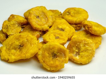 Fried Crushed Green Plantain, Toston, Patacon, Fried Green.