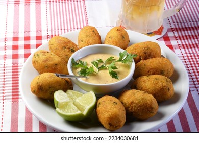 fried dumpling, cod dumpling, fish meat, local focussalted cod fritters, bacalao bunuelos - Shutterstock ID 2234030681