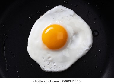 Fried egg in a frying pan. 