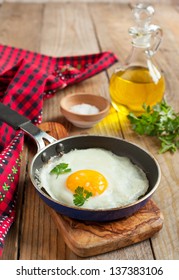 Fried Egg In A Frying Pan For Breakfast