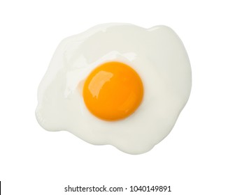 Fried egg isolated on white background on top view  food cooking photo object design - Shutterstock ID 1040149891