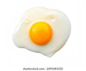 Fried egg isolated on white background on top view