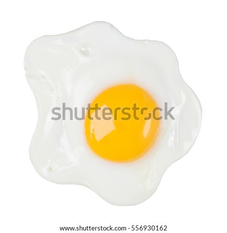 Fried egg isolated on white background.