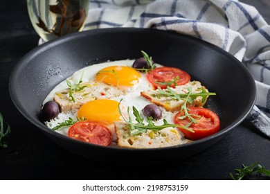 Fried Egg, Meatloaf, And Tomatoes. Keto, Paleo Breakfast.