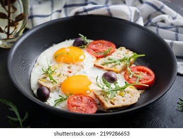 Fried Egg, Meatloaf, And Tomatoes. Keto, Paleo Breakfast.