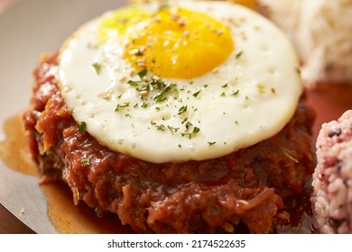 Fried Egg On Hamburger Steak	