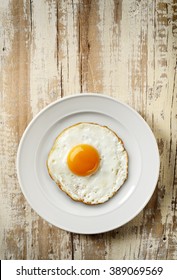 Fried Egg On White Dish, Food Background